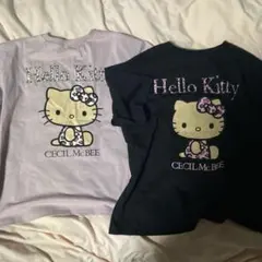 cecilmcbee ハローキティ 日焼け Tシャツ2枚 ブラックピンク