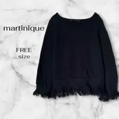 マルティニーク　フリンジブラックニット　クルーネック　Uネックのサムネイル