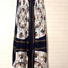 archives スカーフ柄パネルプリーツスカート　M