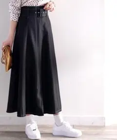 【CLASSICAL ELF】大人可愛い。配色ステッチハイウエストフレアスカート