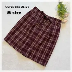 【オリーブデオリーブ】ミニスカート M ボルドー チェック柄 きれいめ