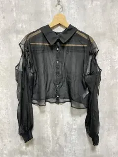 axes femme アクシーズファム シアーシャツ　ブラック　肩出し　リボンのサムネイル