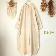 ケービーエフプラスKBF+ストライプシャツワンピース 長袖 Oneサイズ
