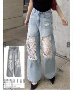 GRL レースダメージデニムパンツ[cu585]のサムネイル