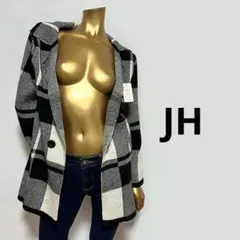 【2113】JH チェック柄 アウター コート F ブラック