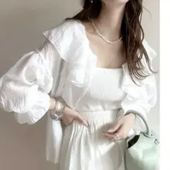 2wayラッフルフリルビッグカラーブラウス　クラシカルエルフ