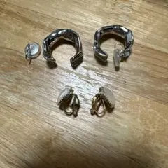 イヤリング 2点セット シルバーカラー ゴールドカラー