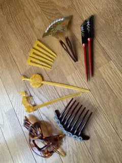 和装小物 かんざし 髪飾り まとめ売り　10点セット　べっ甲風