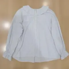 休日と詩ミントティーブラウスストライプ