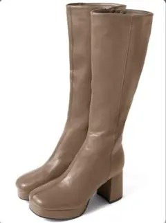 GRL センターシームチャンキーヒールレザーロングブーツ[gd1431]