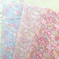 リバティ　ラメ入りミシェル3枚　はぎれ　カットクロス　タナローン生地
