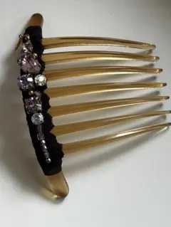 【未使用タグ付き】COMPLEX BIZ ベージュリボン　コーム　スワロフスキー クリスタルシャイニー イージーコーム CBZ030－02