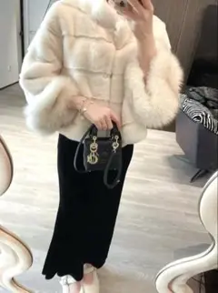 【新品未使用】エレガント✨袖口ファー付　ミンク風ジャケット★高級感