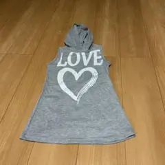 フード付きグレーLOVEタンクトップ