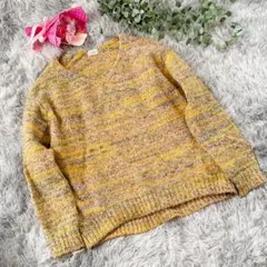 GRÉGE TRICOT BREVETÉ Vネックミックスニットウール混 9号M