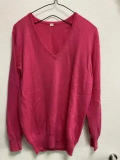 【美品】Hug O War/ハグオーワー　ピンク Vネック カシミヤ長袖セーター