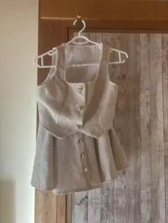 ベージュ ボタン付き キャミソール&スカート セットアップ キャバ