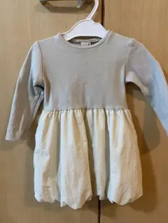 【petit main】90cm グレー/ホワイト ワンピース