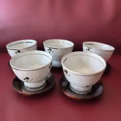 新品 常滑焼 憲児陶苑 白練り込み カップ&ソーサー 2客 湯呑み 2客 和