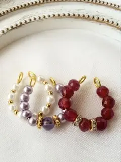 【天然石】ハンドメイドイヤーカフ　3点セットＢ