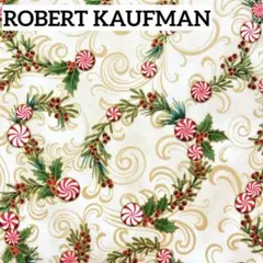 生地 綿プリント ロバートカフマン クリスマス 柊