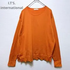 【イッツインターナショナル】ニットセーター　Uネック　オレンジ　ウール　M