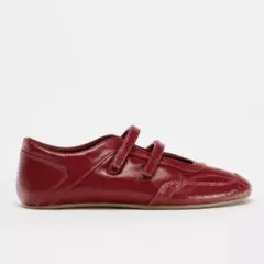 ZARA ダブルストラップエナメルバレリーナシューズ