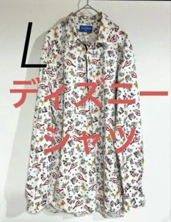 東京ディズニーリゾート限定総柄シャツ《teamDisney》　メンズレディースL
