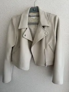 ベージュ スエードライダースジャケット ショート丈リエンダrienda