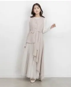 RANDA チュールレイヤードジャケットワンピース