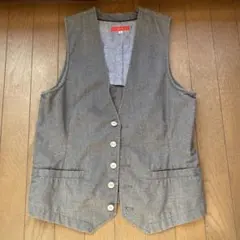 メンズ　グレー ボタン付きベスト M