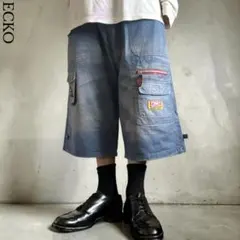 極太 90s ECKO バギーカーゴショートパンツ ネイビー B系 HIPHOPのサムネイル