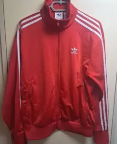 adidas 長袖トラックジャケット 赤 ジャージ トップス 三本線