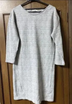 【NATURAL BEAUTY BASIC 】M チェック柄 七分袖ワンピース