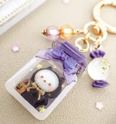 【パープル×ねこ】ハロウィン レジン キーホルダー