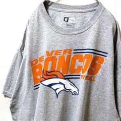 NFLデンバーブロンコス ロゴ Tシャツ グレー 灰色 XL 古着
