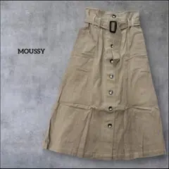 MOUSSY マウジー　フロントボタンロングスカート　ベージュ　S