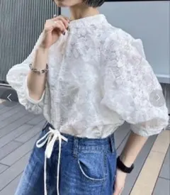 PAGEBOYフラワーレース ブラウス 半袖