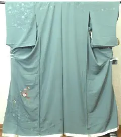 訪問着 フルセット 着物 正絹 平安時代 刺繍 御所車 金彩加工 黒紺 D2