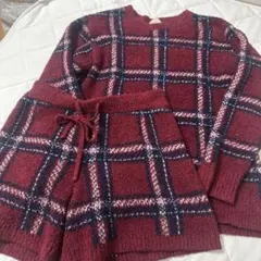 gelato pique バーガンディチェック ルームウェア