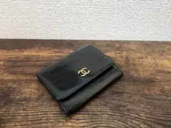 CHANEL ブラックレザー 二つ折り財布