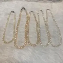 本真珠ネックレス 5本セット　淡水パール　計132g ピンクカラー　断捨離