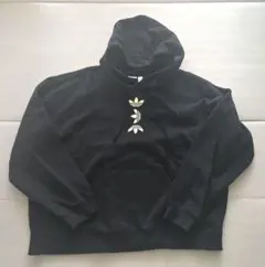 adidas ゴールドプリント パーカー ブラック　レディーM