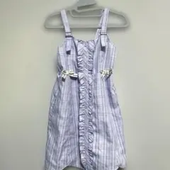 薄紫色 チェック柄 ノースリーブワンピース