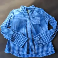 Abercrombie & Fitch 青と白のチェック長袖シャツ