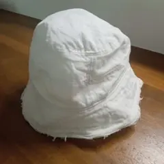 ホワイト コットン バケットハットフリーサイズ