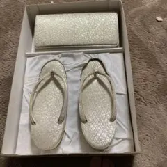 シルバー 草履 クラッチバッグ セット 約23.5cm