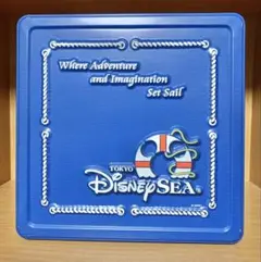 【Disney】東京ディズニーシー2001年開園初期デザインクッキー正方形空き缶