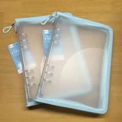 【最安値】ダイソー シール帳 6穴リングファイル 水色　2個