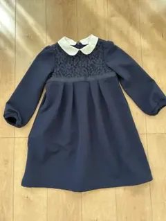 グリーンレーベル リラクシングネイビー レースドレス 白い襟付き　卒園・入学式